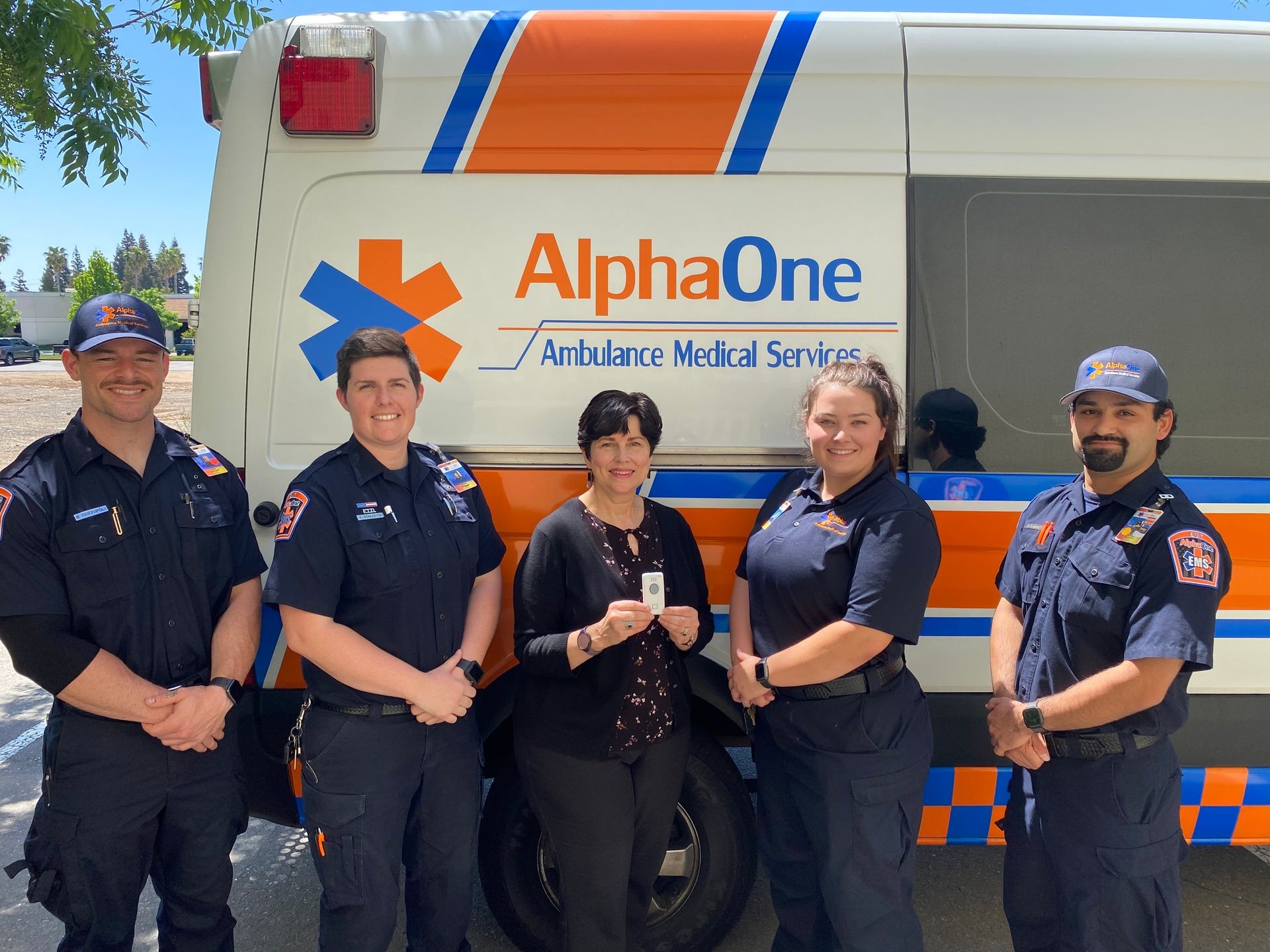 Dot Boyd Photo with the team at AlphaOne Ambulance Medical Services